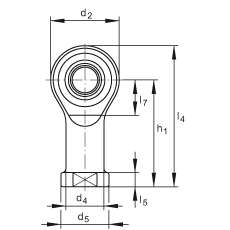 桿端軸承 GIKSL14-PS, 根據(jù) DIN ISO 12 240-4 標(biāo)準(zhǔn)，特種鋼材料，帶左旋內(nèi)螺紋，免維護(hù)