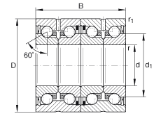 推力角接觸球軸承 ZKLN1747-2RS-2AP, 配對(duì)，雙向，兩側(cè)唇密封