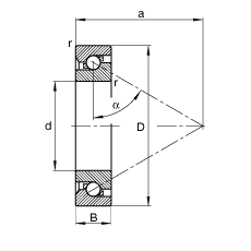 推力角接觸球軸承 BSB035072-T, 單向，接觸角 α = 60°，限制公差