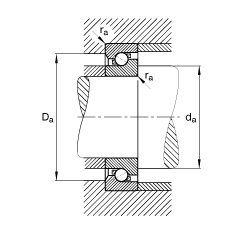 推力角接觸球軸承 BSB035072-T, 單向，接觸角 α = 60°，限制公差