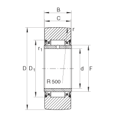支撐型滾輪 NA2207-2RSR, 無(wú)軸向引導(dǎo)，兩側(cè)唇密封