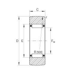 支撐型滾輪 RSTO40, 無(wú)軸向引導(dǎo)，外圈無(wú)擋邊