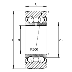 滾輪 LR50/8-2RSR, 雙向，兩側(cè)密封