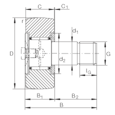 螺栓型滾輪 KR19, 軸向引導(dǎo)，兩側(cè)間隙密封