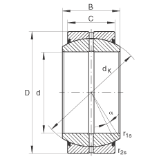 關(guān)節(jié)軸承 GE140-DO-2RS, 根據(jù) DIN ISO 12 240-1 標(biāo)準(zhǔn), 需維護(hù)，兩側(cè)唇密封