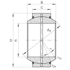 關(guān)節(jié)軸承 GE120-FO-2RS, 根據(jù) DIN ISO 12 240-1 標(biāo)準(zhǔn), 需維護(hù)，兩側(cè)唇密封