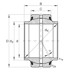 關(guān)節(jié)軸承 GE50-HO-2RS, 根據(jù) DIN ISO 12 240-1 標(biāo)準(zhǔn), 需維護(hù)，兩側(cè)唇密封