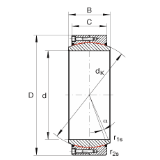 大的關節(jié)軸承 GE800-DW-2RS2, 根據(jù) DIN ISO 12 240-1 標準, 免維護，兩側密封