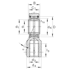 液壓桿端軸承 GIHNRK50-LO, 根據(jù) DIN ISO 12 240-4 標(biāo)準(zhǔn)，帶右旋螺紋夾緊裝置，需維護(hù)