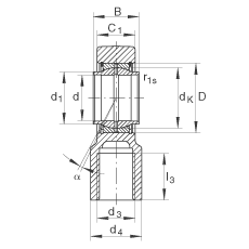 液壓桿端軸承 GIHNRK125-LO, 根據(jù) DIN ISO 12 240-4 標(biāo)準(zhǔn)，帶右旋螺紋夾緊裝置，需維護(hù)