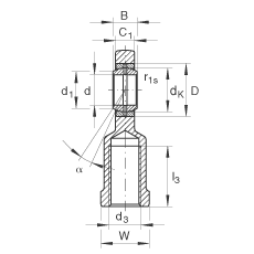 桿端軸承 GIR80-DO-2RS, 根據(jù) DIN ISO 12 240-4 標(biāo)準(zhǔn)，帶右旋內(nèi)螺紋，需維護(hù)，兩側(cè)唇密封