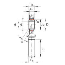 桿端軸承 GAR20-UK, 根據(jù) DIN ISO 12 240-4 標準，帶右旋外螺紋，需維護