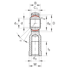 桿端軸承 GIKL10-PW, 根據(jù) DIN ISO 12 240-4 標(biāo)準(zhǔn)，帶左旋內(nèi)螺紋，需維護(hù)