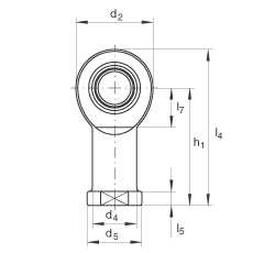 桿端軸承 GIL35-UK-2RS, 根據(jù) DIN ISO 12 240-4 標準，帶左旋內螺紋，免維護，兩側唇密封