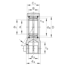 液壓桿端軸承 GIHRK30-DO, 根據(jù) DIN ISO 12 240-4 標(biāo)準(zhǔn)，帶右旋螺紋夾緊裝置，需維護(hù)