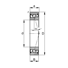 主軸軸承 HSS71905-C-T-P4S, 調(diào)節(jié)，成對(duì)安裝，接觸角 α = 15°，兩側(cè)唇密封，非接觸，加嚴(yán)公差