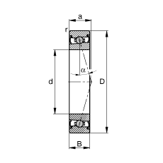 主軸軸承 HCS71912-C-T-P4S, 調(diào)節(jié)，成對安裝，接觸角 α = 15°，兩側(cè)唇密封，非接觸，限制公差