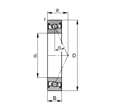主軸軸承 HCS71912-E-T-P4S, 調節(jié)，成對或單元安裝，接觸角 α = 25°，兩側唇密封，非接觸，限制公差