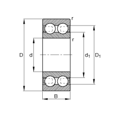 深溝球軸承 4203-B-TVH, 根據(jù) DIN 625-3 標(biāo)準(zhǔn)的主要尺寸，雙列