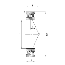 主軸軸承 HS71910-E-T-P4S, 調節(jié)，成對或單元安裝，接觸角 α = 25°，限制公差