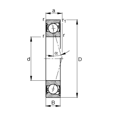 主軸軸承 B71924-C-2RSD-T-P4S, 調(diào)節(jié)，成對(duì)安裝，接觸角 α = 15°，兩側(cè)唇密封，非接觸，加嚴(yán)公差