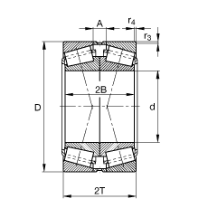 圓錐滾子軸承 32060-X-N11CA, 根據(jù) DIN ISO 355 / DIN 720 標(biāo)準(zhǔn)的主要尺寸，可分離，X型成對布置，有軸向內(nèi)部游隙
