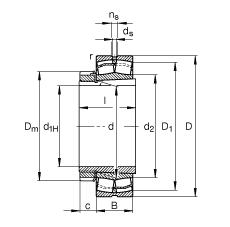 調心滾子軸承 23038-E1-K-TVPB + H3038, 根據(jù) DIN 635-2 標準的主要尺寸, 帶錐孔和緊定套